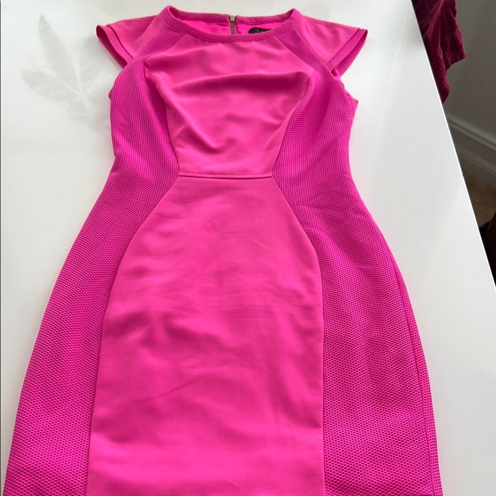 Ted Baker London Pink Sheath Mini Dress with Flutter Sleeves
